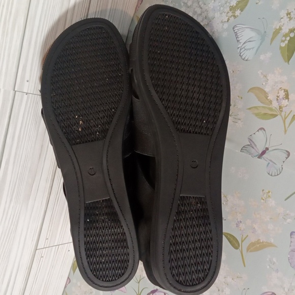 Eileen Fisher Black Strappy Sandals Link Open Toe Platform Black Womens 11 - Picture 7 of 7